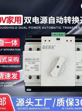 厂直销双电源自动转换开关 家用2P63A230V光伏 市电切换开关4P63A