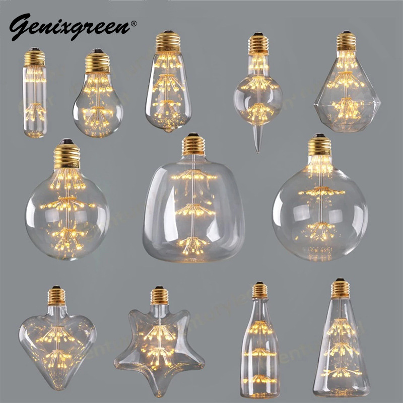 爱迪生满天星LED灯泡e27大螺口星空灯暖黄光创意异形灯泡直销