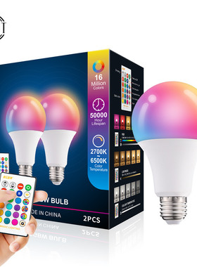 源工厂AC85-265V 变色遥控球泡灯led七彩RGB球泡彩色灯泡A60rgbw