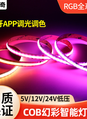cob幻彩灯带5V12V24VRGB低压自粘led带电池智能感应氛围可调光