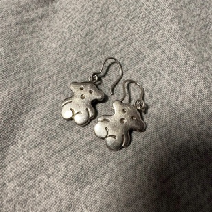 S925纯银小熊爱心耳扣耳环女设计感小众耳饰潮