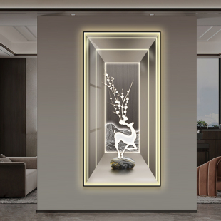 入户玄关装 饰空间延伸镶钻LED灯现代简约挂画走廊尽头过道墙壁画