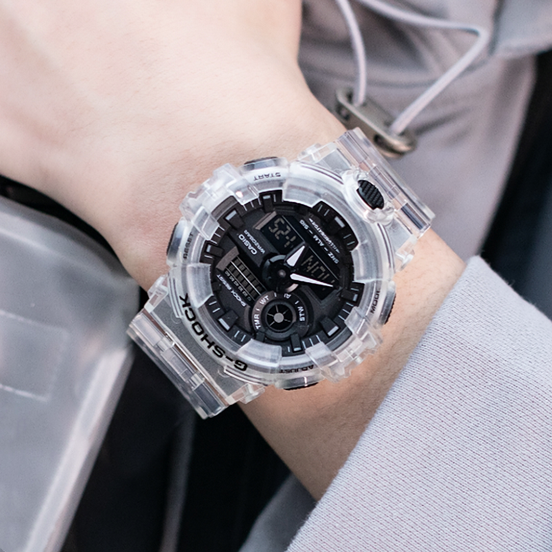 正品casio g-shock卡西欧手表ga700sk冰刃系列骨骼半透明男女腕表