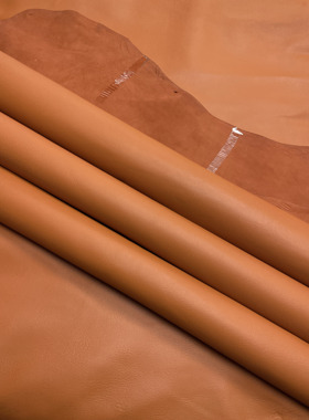 国产缩纹山羊皮布料面料diy手工内衬细纹真皮羊皮法羊纹橙色