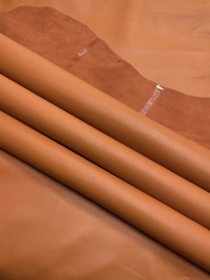 国产缩纹山羊皮布料面料diy手工内衬细纹真皮羊皮法羊纹橙色