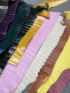 进口美洲竹节纹尾巴短吻鳄纹纯水染真皮料表带项圈手工diy20