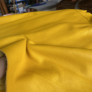 法国进口原版TC牛皮琥珀黄荔枝纹自然摔牛皮手工DIY铂金包菜篮子