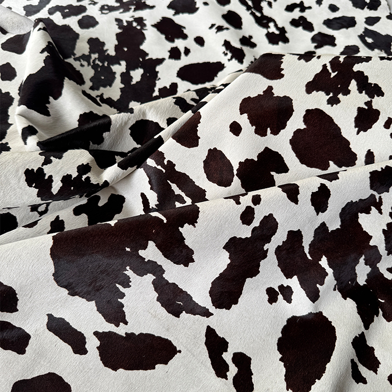 进口马毛牛毛皮毛一体头层真皮奶牛纹斑马纹鞋子皮革手工diy皮子