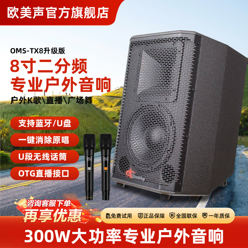 欧美声TX8专业户外音响K歌唱歌演出大功率便携式广场舞台蓝牙音箱