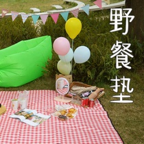 Outing net red picnic mat chequered cloth full set of spring outing field outing Japanese style ins wind picnic mat