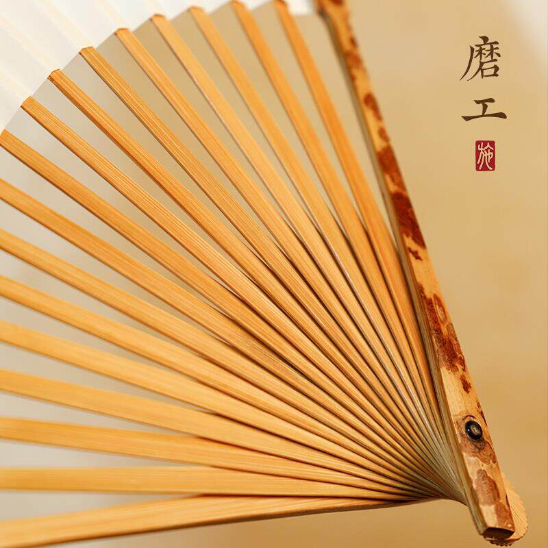 90寸1水滴头桂妃云妃工湘妃竹折扇手扇骨扇面古国50869767风中风