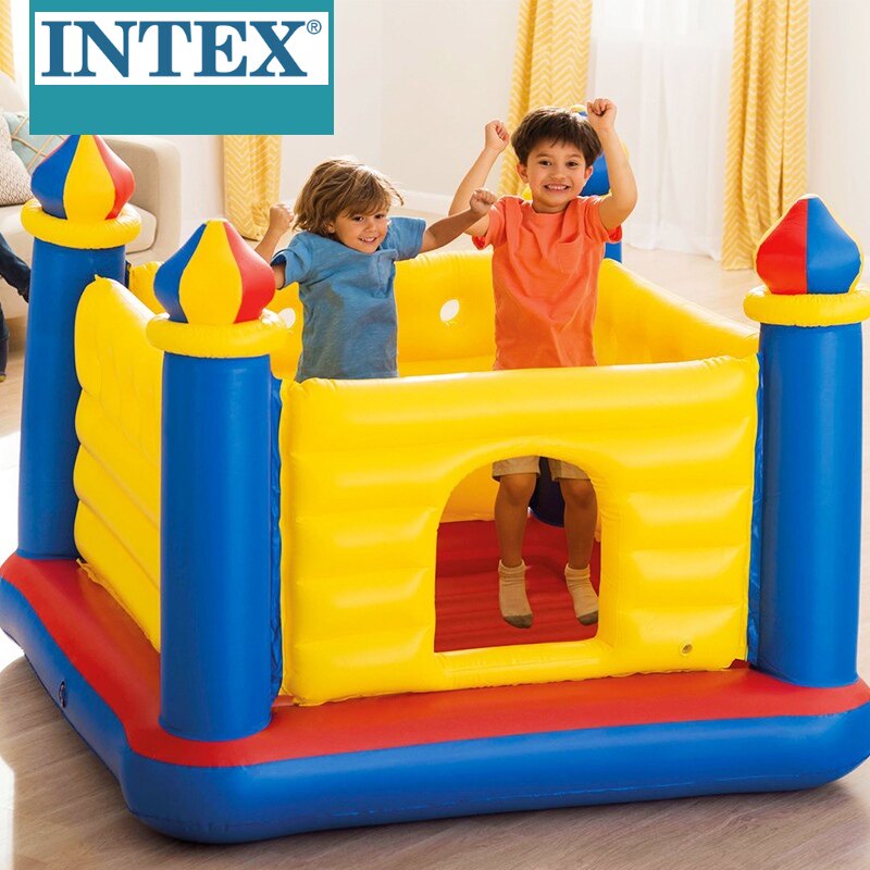 INTEX城堡蹦床男女宝宝跳床海洋球池房子小孩儿童充气玩具游戏屋