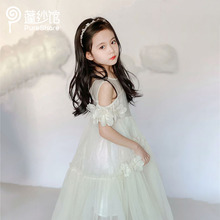 pureshare蓬纱馆 儿童礼服新款女童公主裙夏季生日裙子白色小女孩