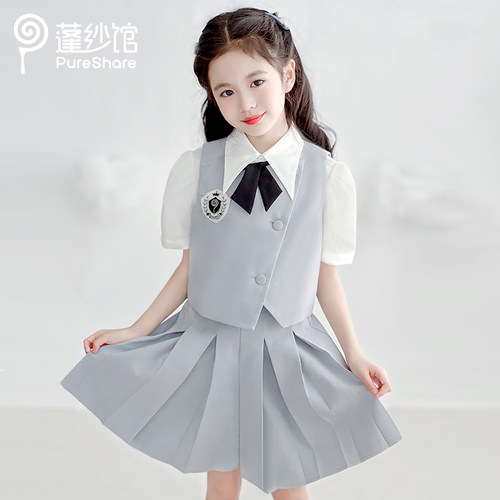 pureshare学院风套装女童两件套