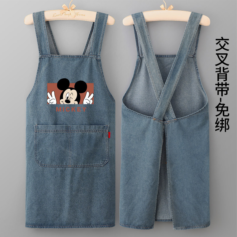 高档牛仔围裙餐饮咖啡奶茶店定制上班工作服家用厨房女士可爱围腰