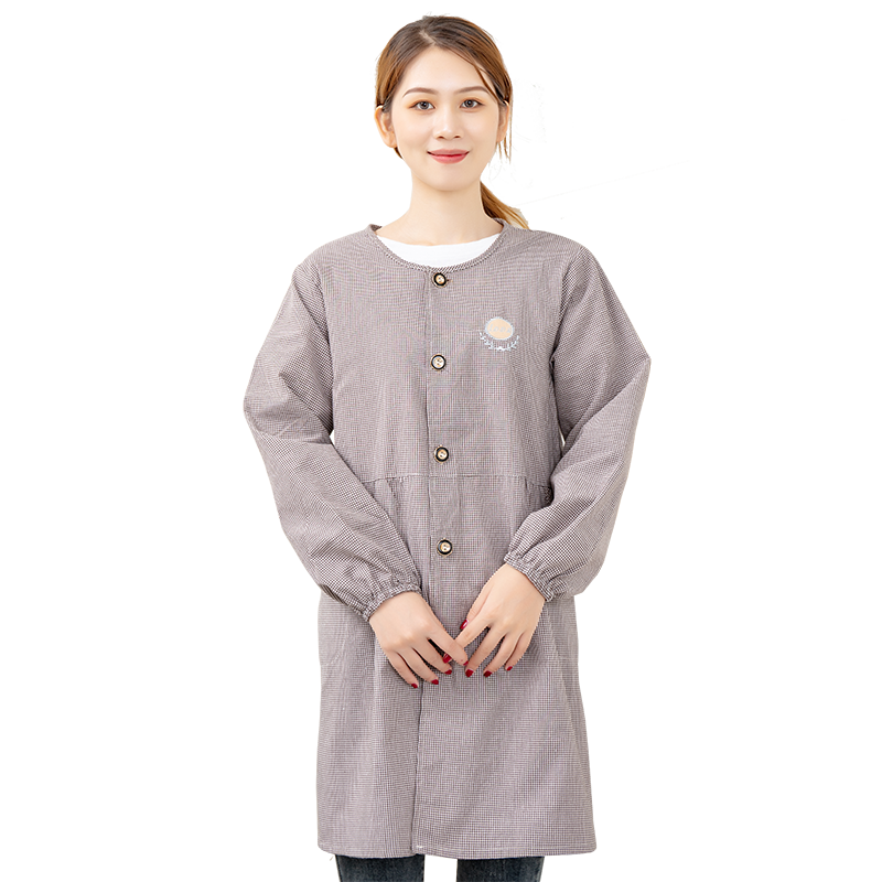 纯棉透气围裙长袖家用厨房2021新款做饭罩衣女韩版时尚防污工作服