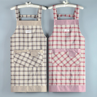 夏季 纯棉围裙家用厨房做饭围腰透气布料耐磨女时尚 上班工作服新款