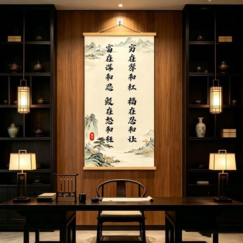 【福在忍和让】财运来人生格言新中式字画挂画书房客厅办公室画K2