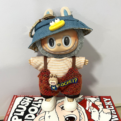 泡泡玛特labubu马卡龙坐坐派对毛绒公仔系列三代搪胶手办玩偶衣服