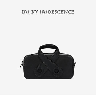 原创小方包交叉手挽头层牛皮手提单肩斜挎包 IRI双目包设计师新款