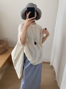 叠穿慵懒针织衫 100%全羊毛专柜款 新款 简约圆领宽松短袖 T恤女秋季