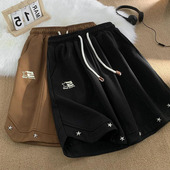 宽松显瘦港风休闲运动裤 女夏季 子 300斤直筒阔腿五分裤 加肥特大码