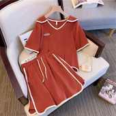 宽松洋气休闲运动跑步短裤 特大码 女夏季 套装 两件套 300斤胖mm时尚