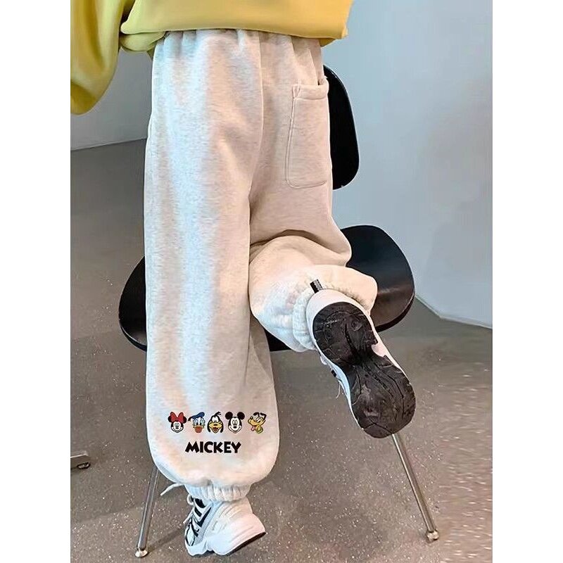 特大码300斤米奇裤子春秋束脚卫裤秋冬加绒加厚运动裤休闲长裤潮