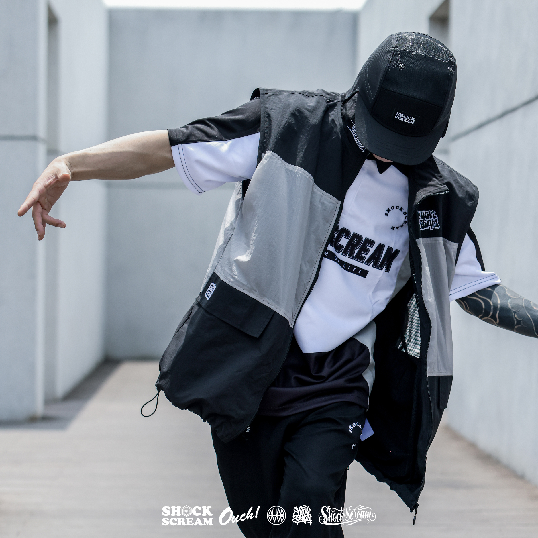 shockscream冲锋马甲透视印花