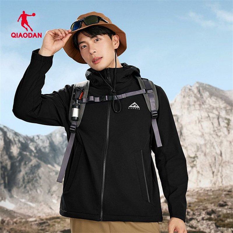 乔丹厚外套男秋冬加绒保暖防风防泼水运动冲锋风衣QDFFD3254302