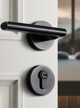 名门静音门锁美式黑色门锁室内卧室房门锁分体锁具把手家用实木门