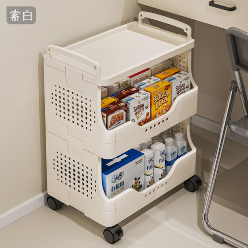 小推车置物架书桌下可移动带轮家用简易分多层书包书本零食收纳柜
