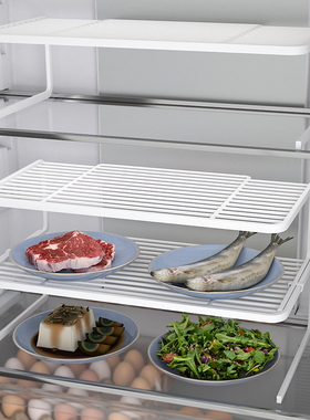 厨房冰箱隔层架橱柜分层架冰柜内部置物架侧收纳整理神器菜盘架子