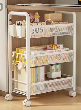 小推车置物架宿舍书桌下可移动带轮简易分多层书包书本零食收纳柜