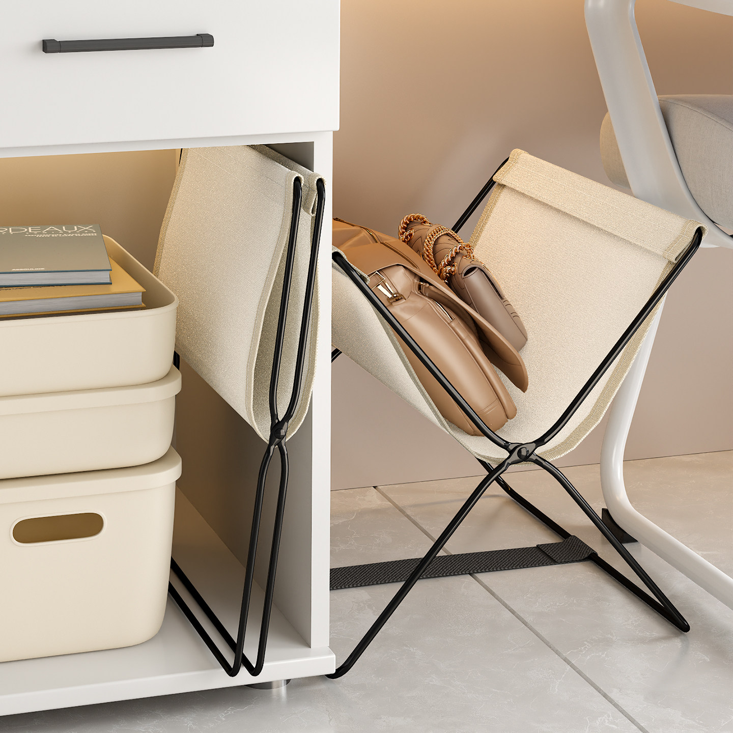 工位桌下放包神器可折叠夹缝窄柜落地可移动包包置物架杂物收纳架,收纳整理,收纳柜,淘宝优惠券,粉丝福利购,淘宝优惠卷