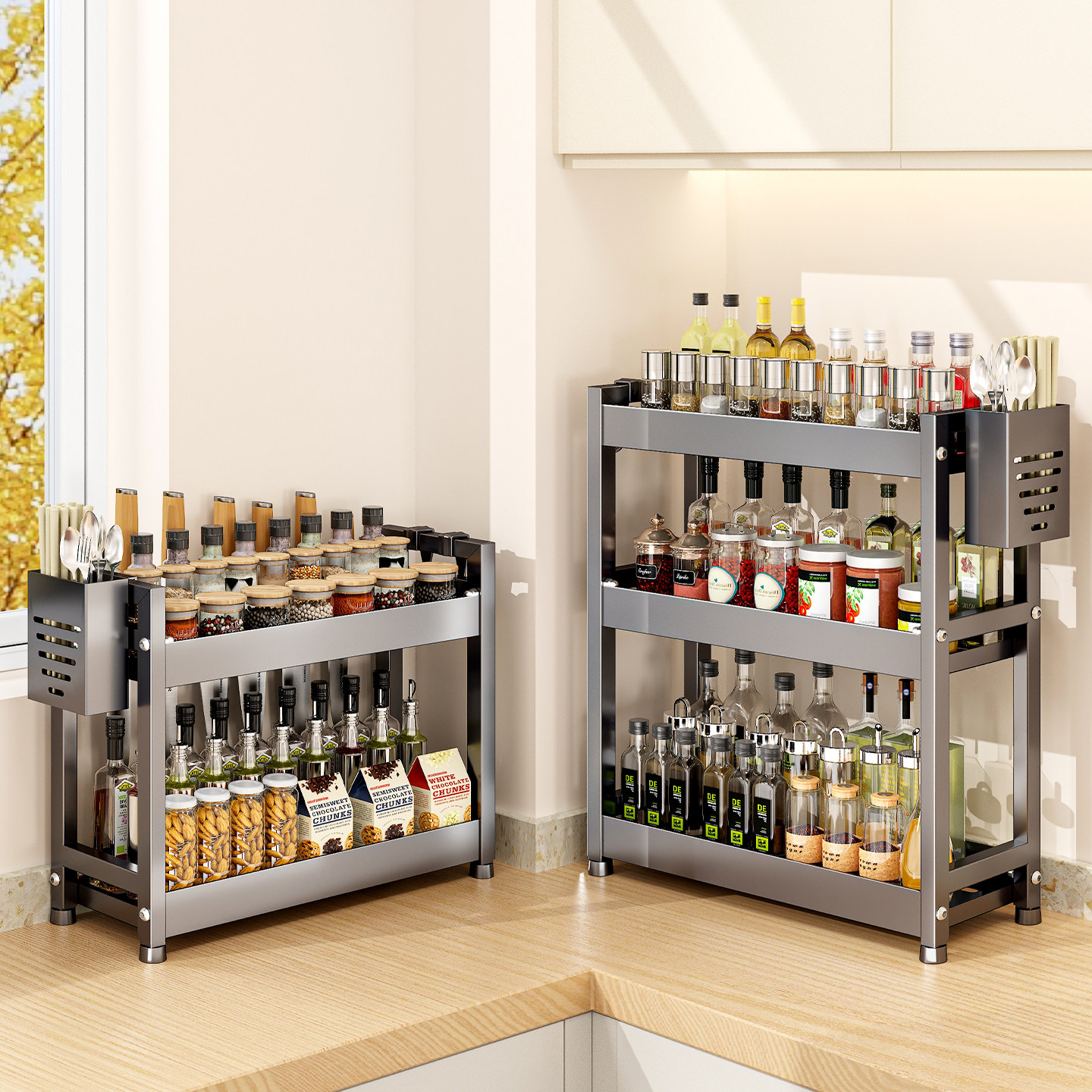 厨房酱油醋调料瓶置物架台面窄款油盐酱醋收纳架灶台调味瓶放置架,厨房/烹饪用具,厨房置物架/置物柜/角架,淘宝优惠券,粉丝福利购,淘宝优惠卷