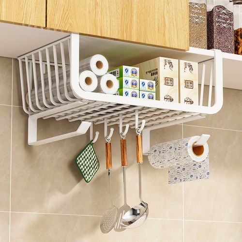 厨房多功能置物架多层收纳架橱柜下挂架吊柜挂篮悬挂式分层调料架