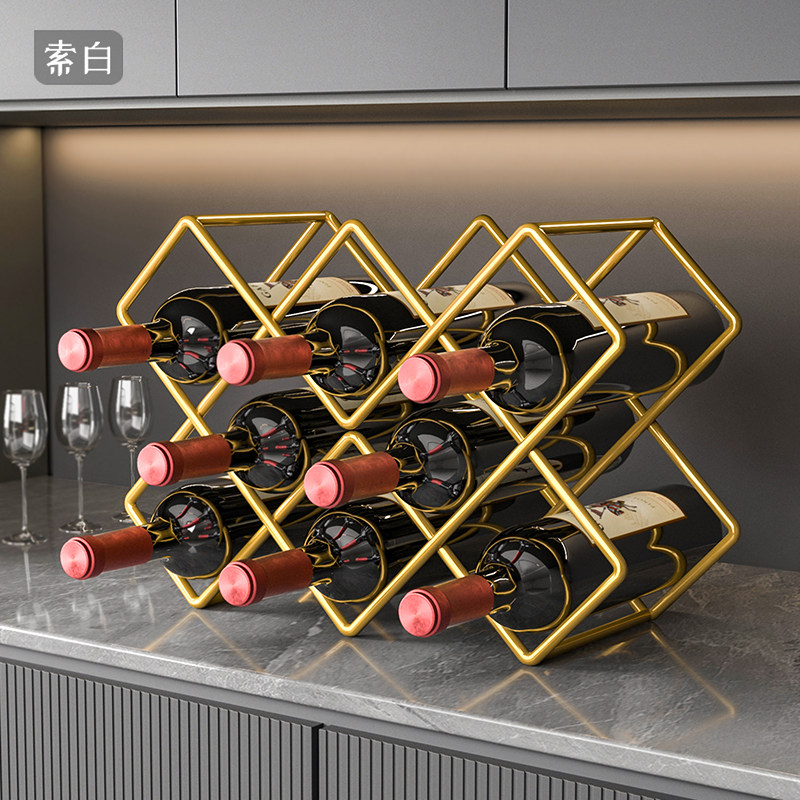 红酒架轻奢高档摆件欧式酒柜菱形格葡萄酒架托家用斜放酒瓶置物架,住宅家具,酒架,淘宝优惠券,粉丝福利购,淘宝优惠卷