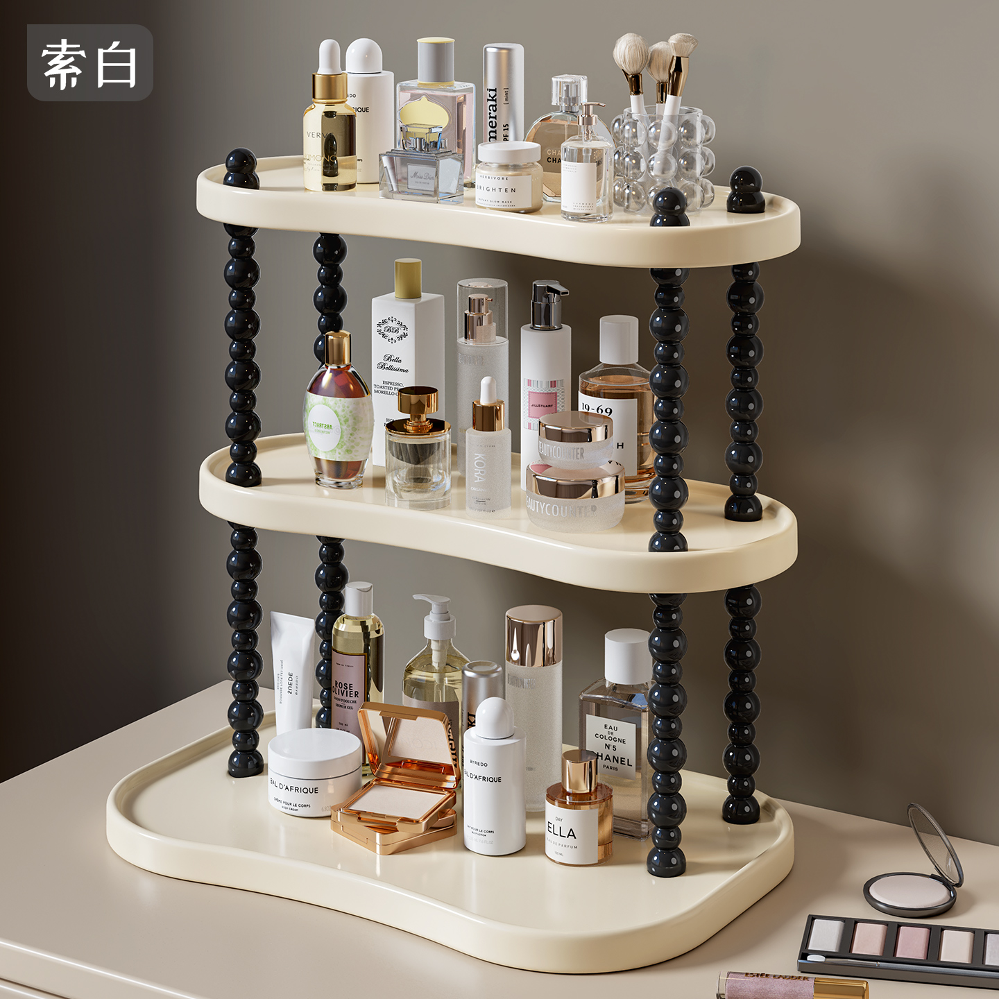 高级感桌面化妆品收纳盒梳妆台护肤品香水置物架玄关口红整理架子