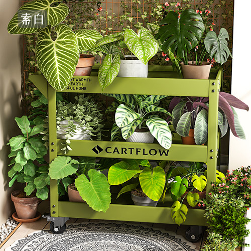 花架ins风小推车置物架阳台绿植花架子落地式可移动花盆托架铁艺