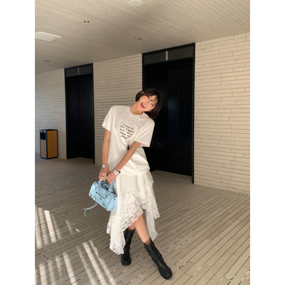 多层花边蕾丝不规则半身裙