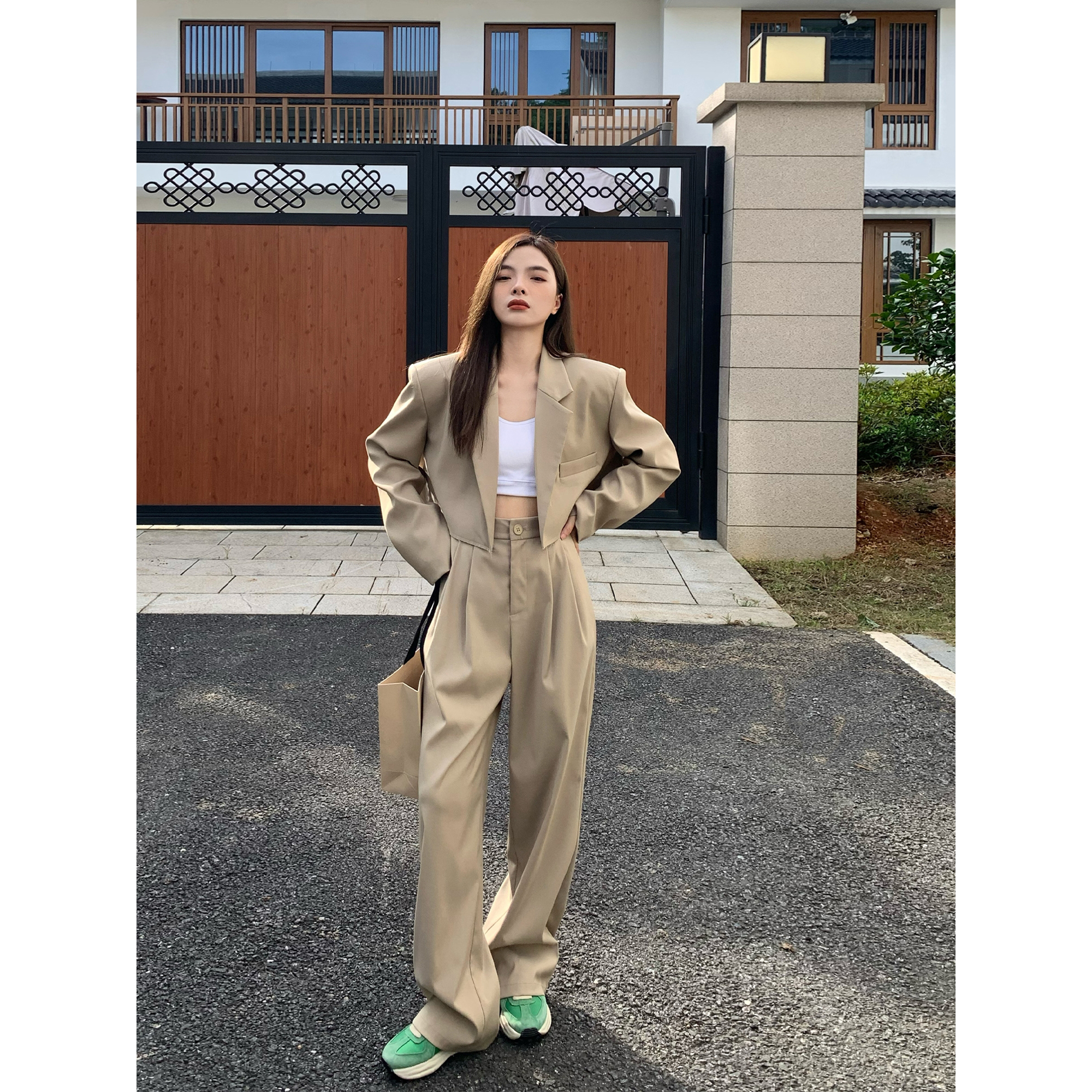 高腰西装裤女宽松休闲裤