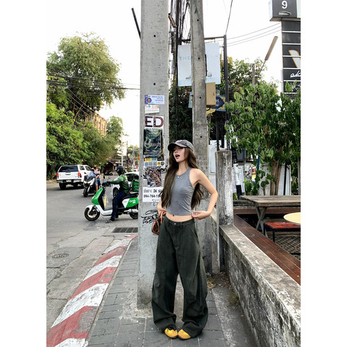 工装牛仔裤女宽松休闲阔腿裤