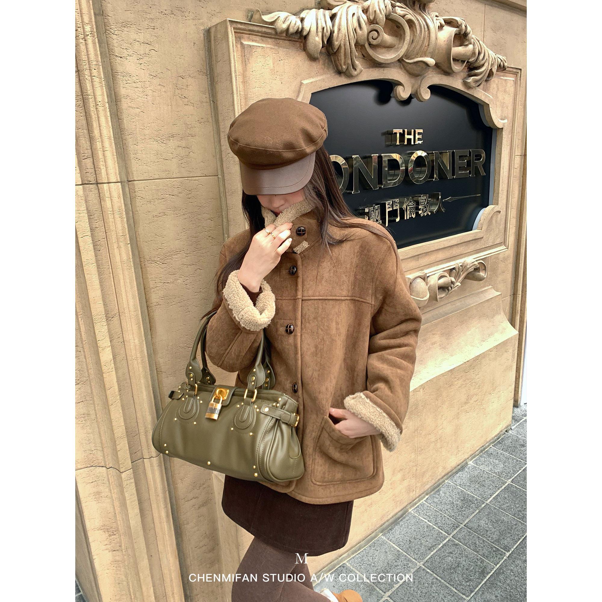 辰米范 【现货8折】牧羊少女 棕色仿麂皮绒短款外套女加绒夹克,女装/女士精品,短外套,淘宝优惠券,粉丝福利购,淘宝优惠卷