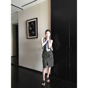 半身裙女高腰开叉直筒短裙子 设计感多口袋工装 辰米范 时髦天赋