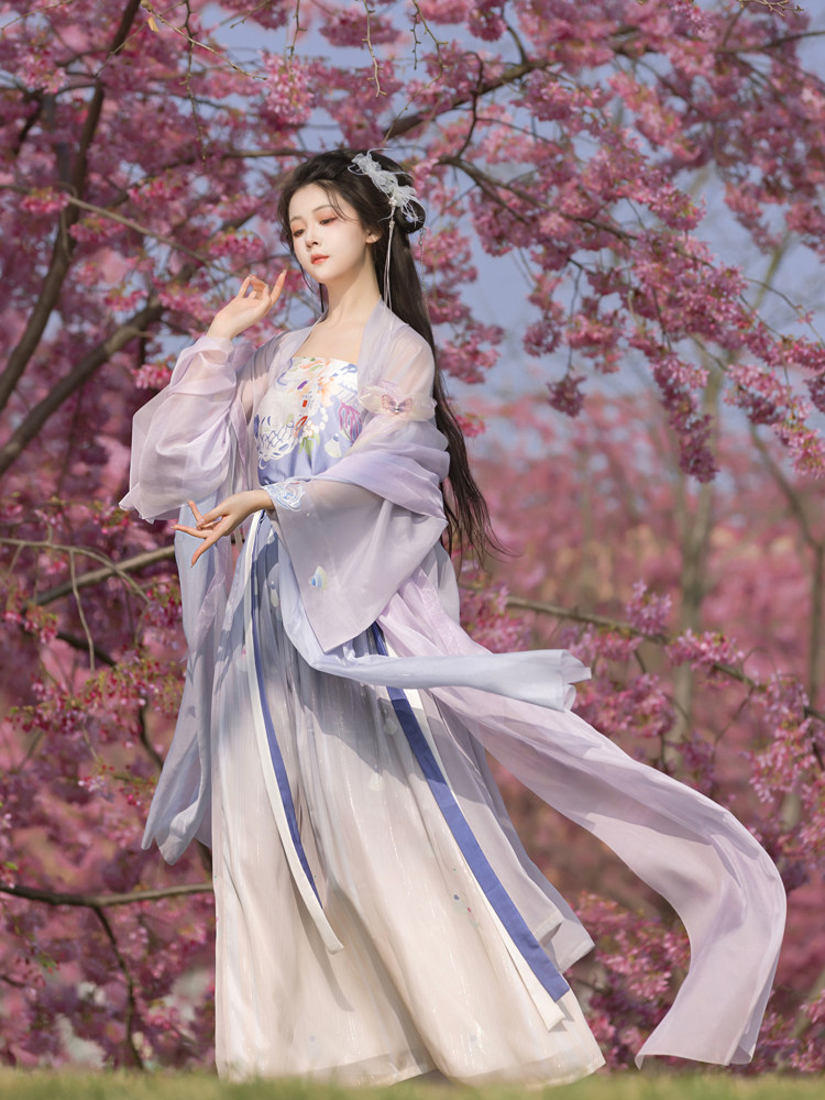 琼玉阁《小龙女》宋制刺绣褙子长衫原创日常改良仙气汉服女夏新款