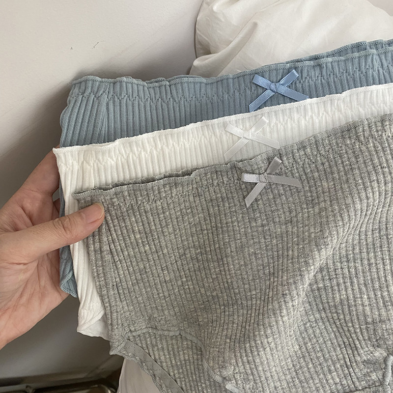 blue sock 蓝色半岛plus朴素纯棉内裤女全棉女生中腰透气三角裤大