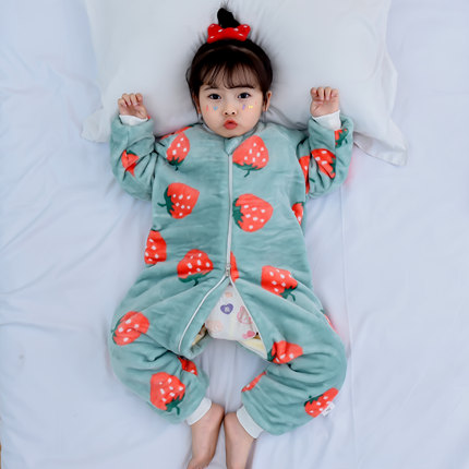 2019新款宝宝连体睡衣加绒加厚珊瑚绒爬服儿童家居婴儿春秋薄款