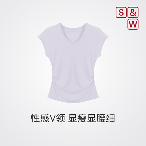 莱赛尔性感V领小飞袖上衣
