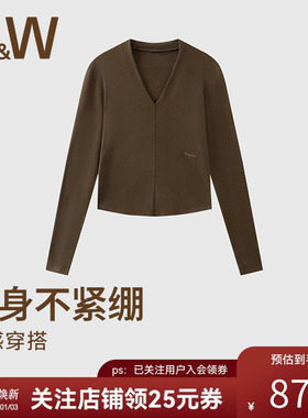 SW速惟运动长袖女V领T恤跑步健身服秋冬训练户外保暖上衣2025新款